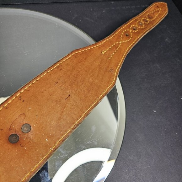 Vintage XL Dog Collar 20 To 24 Inch Adjustable Brass Buckle & Studs Leather - Picture 6 of 16